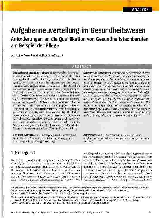 Vorschauseite 1: Aufgabenneuverteilung im Gesundheitswesen