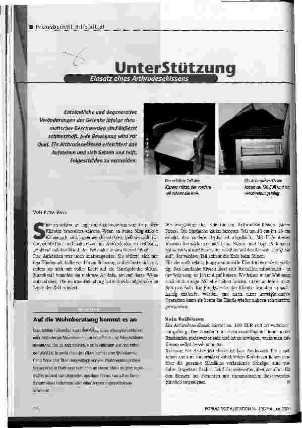 Vorschauseite 1: UnterStützung: Einsatz eines Arthrodesekissens