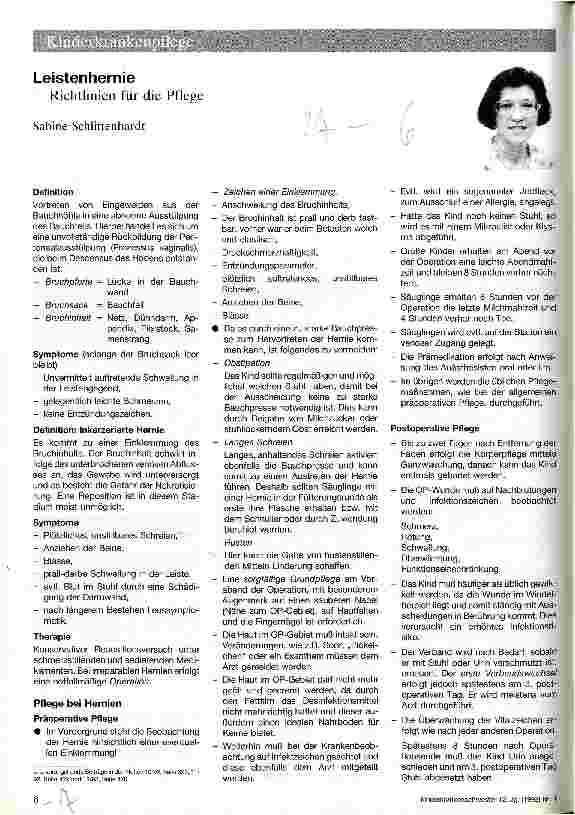 Vorschauseite 1: Leistenhernie - Richtlinie für die Pflege