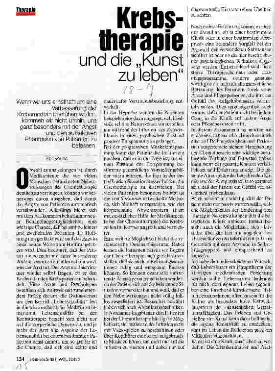 Vorschauseite 1: Krebstherapie und die Kunst zu leben