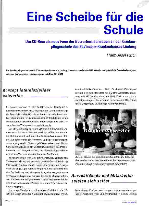 Vorschauseite 1: Eine Scheibe für die Schule