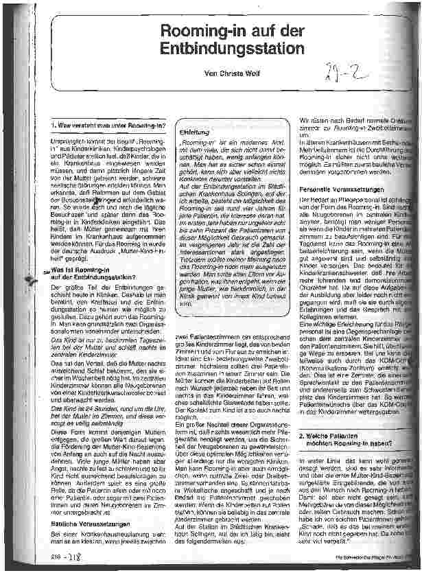 Vorschauseite 1: Rooming-in auf der Entbindungsstation