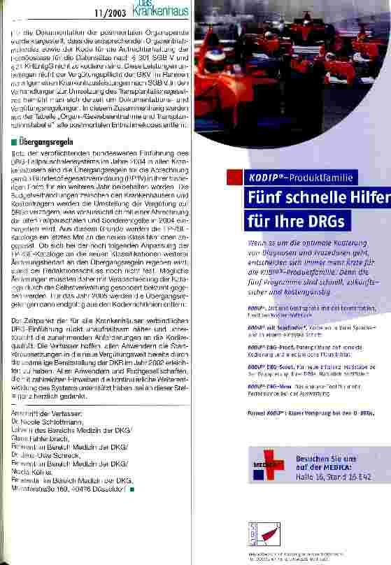 Vorschauseite 5: Anpassung der Deutschen Kodierrichtlinien für 2004