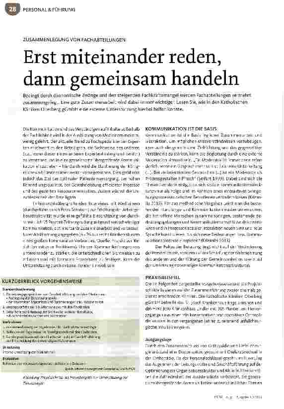 Vorschauseite 1: Erst miteinander reden, dann gemeinsam handeln