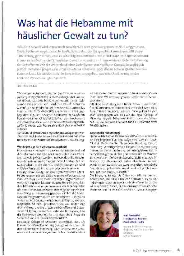 Vorschauseite 1: Was hat die Hebamme mit häuslicher Gewalt zu tun?