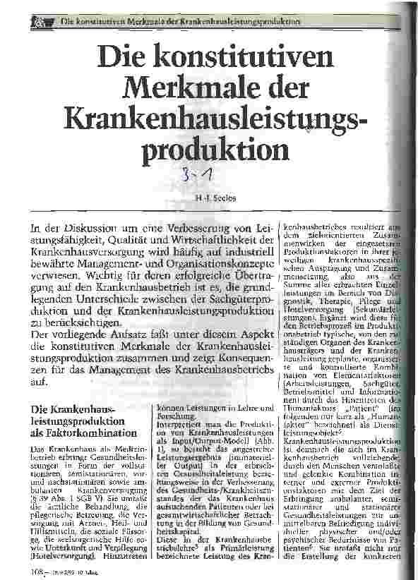 Vorschauseite 1: Die konstitutiven Merkmale der Krankenhausleistungsproduktion (KLP)