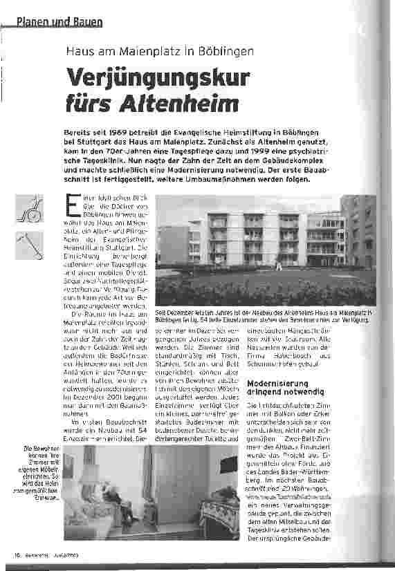 Vorschauseite 1: Verjüngungskur fürs Altenheim