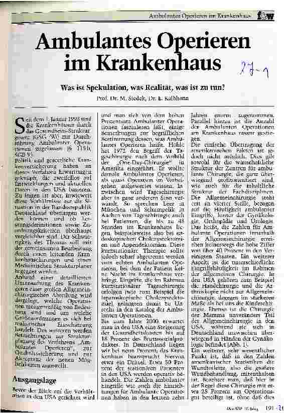 Vorschauseite 1: Ambulantes Operieren im Krankenhaus Was ist Spekulation, was Realität, was ist zu tun?