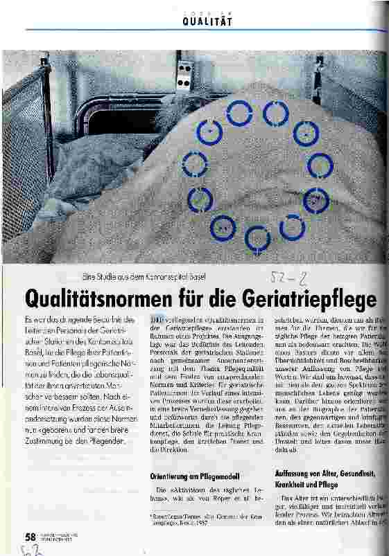 Vorschauseite 1: Qualitätsnormen für die Geriatriepflege Eine Studie aus dem Kantonsspital Basel