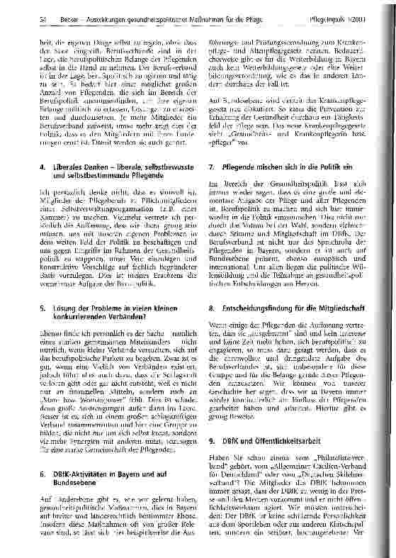 Vorschauseite 5: Auswirkungen gesundheitspolitischer Maßnahmen auf die Pflege - sind wir Pflegende hilflos der Politik ausgeliefert? Über die Notwendigkeit von Berufspolitik und der Mitgliedschaft…