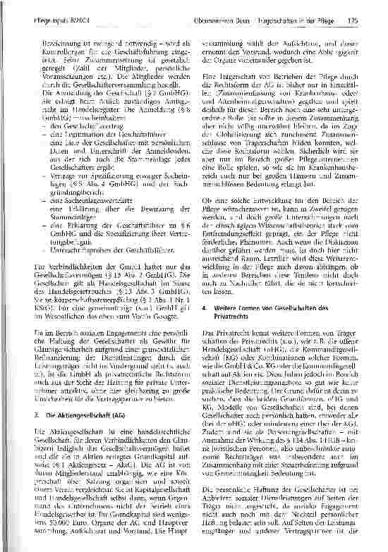 Vorschauseite 6: Trägerschaft in der Pflege Rechtliche Übersicht und Zusammenschau als Handlungsgrundlage für das Pflegemanagement