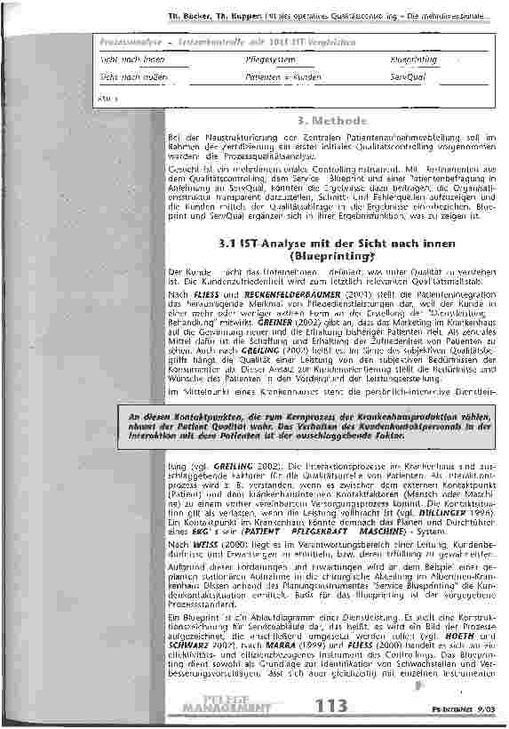 Vorschauseite 4: Initiales operatives Qualitätscontrolling Die mehrdimensionale Prozessanalyse mit Blueprint und ServQual