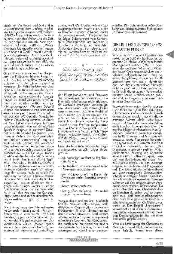 Vorschauseite 3: Rückschritt von 30 Jahren? Wenn der Pflegedienst zur Stabsstelle wird