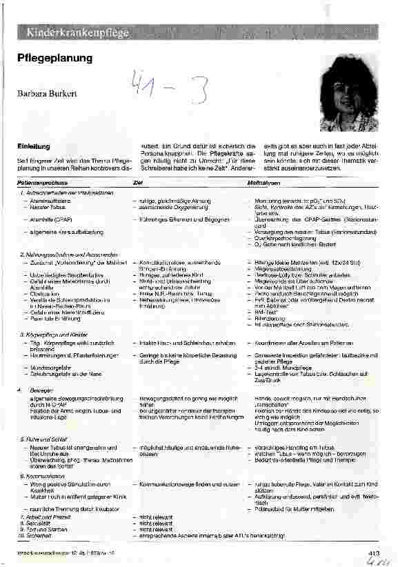 Vorschauseite 1: Pflegeplanung