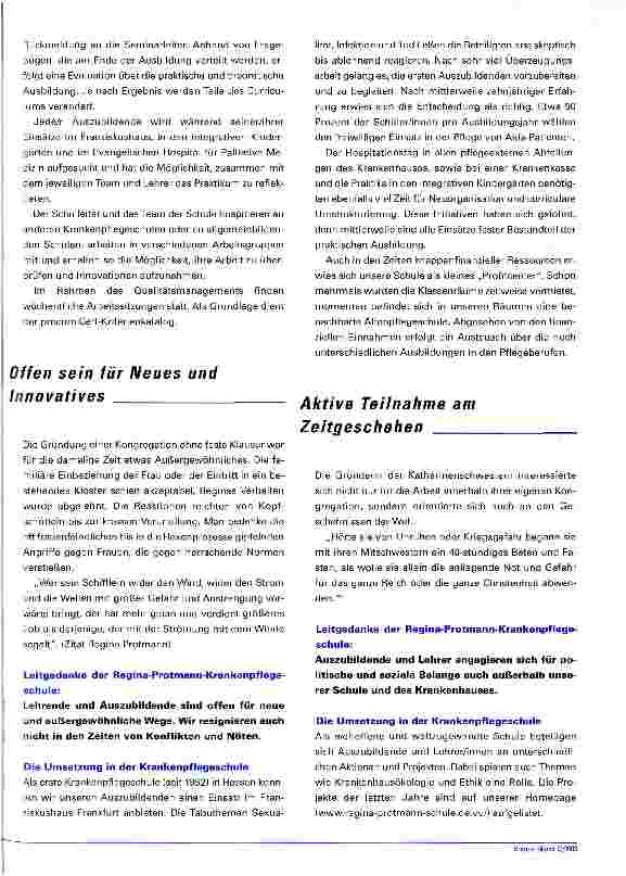 Vorschauseite 6: Alte Leitlinien, neu entdeckt Wie eine Krankenpflegeschule traditionelle Leitlinien im Heute neu verortet und anwendet