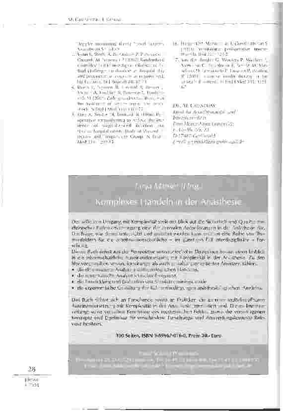 Vorschauseite 5: Perioperative Optimierung aus der Sicht des Anästhesisten - was soll optimiert werden?