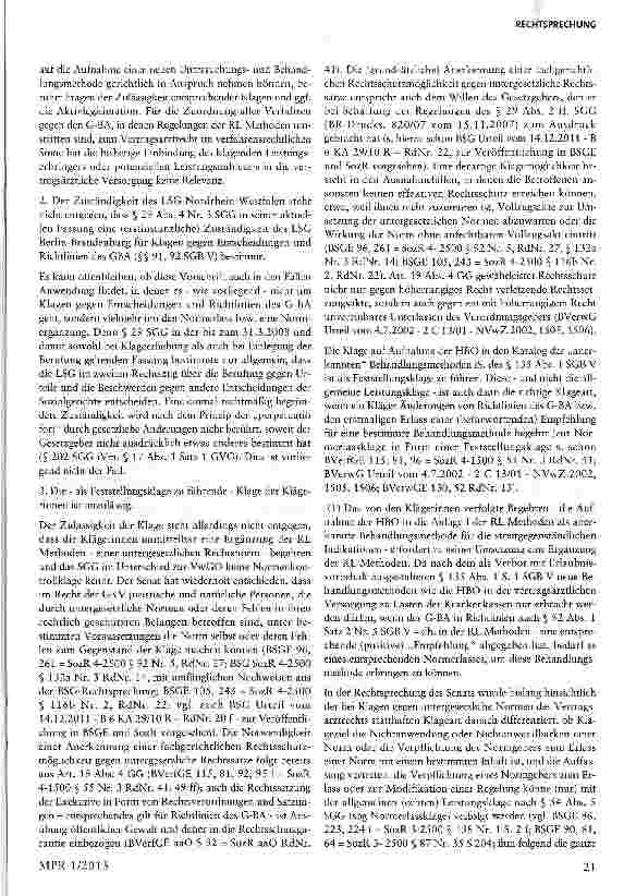 Vorschauseite 5: Erfolglose Revision betreffend Aufnahme der hyperbaren Sauerstofftherapie§ 135 I SGB V; § 10 II 2, 29 IV Nr. 3, 31II SGG; Art. 12 1, 19 IV GG