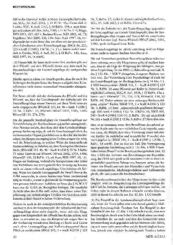 Vorschauseite 6: Erfolglose Revision betreffend Aufnahme der hyperbaren Sauerstofftherapie§ 135 I SGB V; § 10 II 2, 29 IV Nr. 3, 31II SGG; Art. 12 1, 19 IV GG