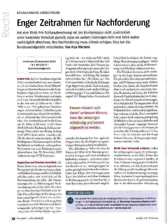 Vorschauseite 1: Enger Zeitrahmen für Nachforderung