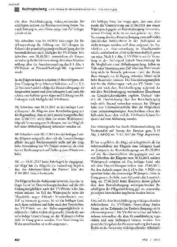 Vorschauseite 4: Zum Fortbestand des Arbeitsverhältnisses nach einem Teilbetriebsübergang