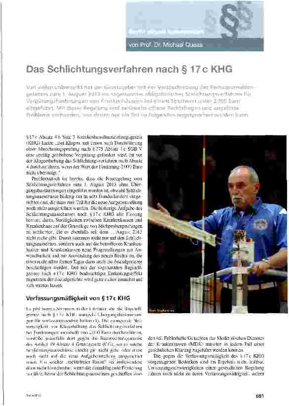 Vorschauseite 1: Das Schlichtungsverfahren nach § 17c KHG