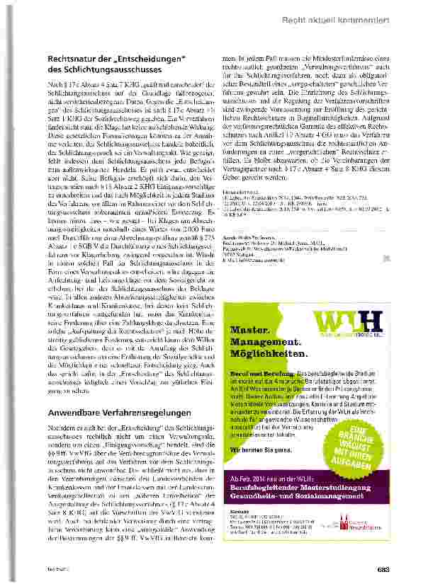 Vorschauseite 3: Das Schlichtungsverfahren nach § 17c KHG