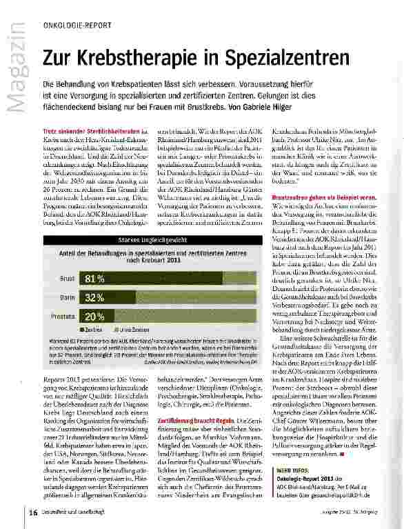 Vorschauseite 1: Zur Krebstherapie in SpezialZentren