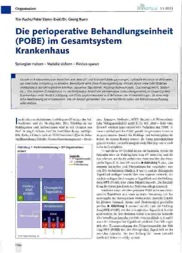 Vorschauseite 1: Die perioperative Behandlungseinheit (POBE) im Gesamtsystem Krankenhaus