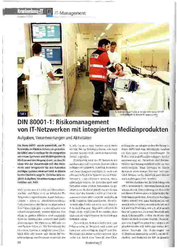 Vorschauseite 1: DIN 80001-1: Risikomanagement von IT-Netzwerken mit integrierten Medizinprodukten