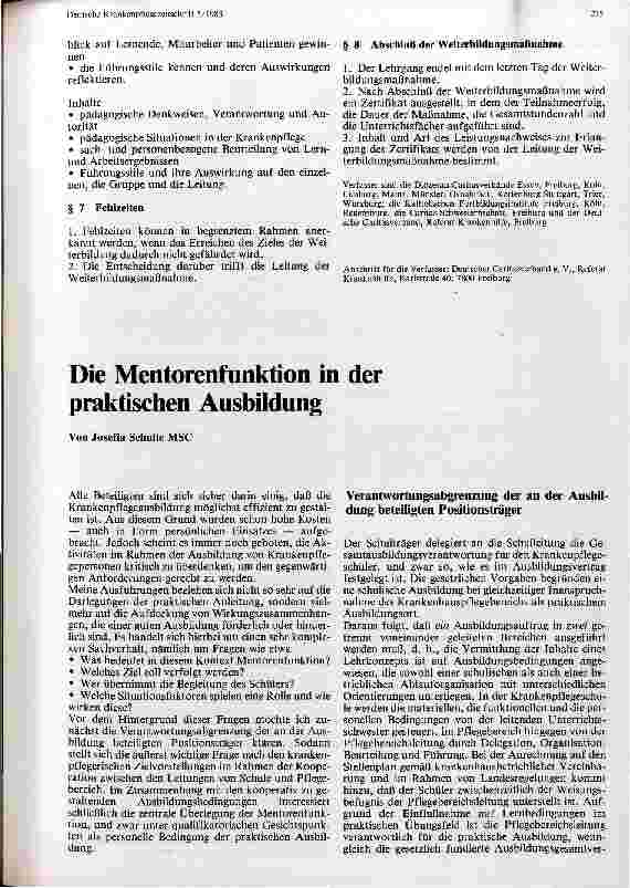 Vorschauseite 1: Die Mentorenfunktion in der praktischen Ausbildung