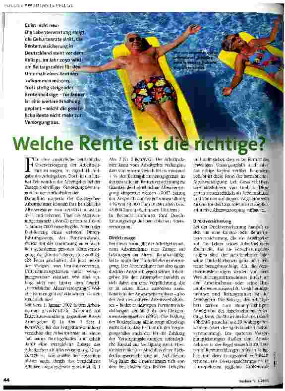 Vorschauseite 1: Welche Rente ist die richtige?