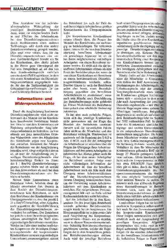 Vorschauseite 3: Einkaufsund Dienstleistungskooperationen (Teil II) Arbeitsrechtliche Folgen