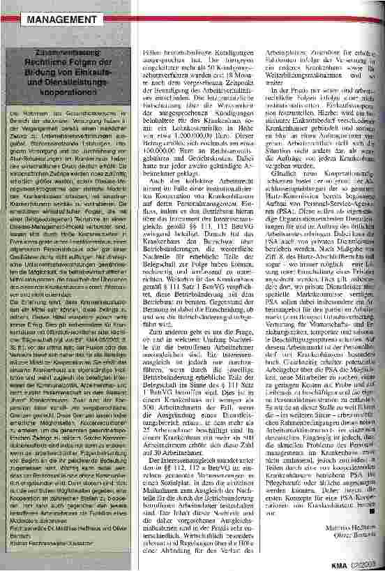 Vorschauseite 5: Einkaufsund Dienstleistungskooperationen (Teil II) Arbeitsrechtliche Folgen