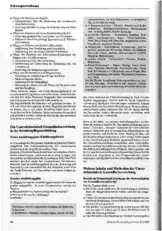 Vorschauseite 2: Gesundheitserziehung (G) in der Krankenpflegeausbildung