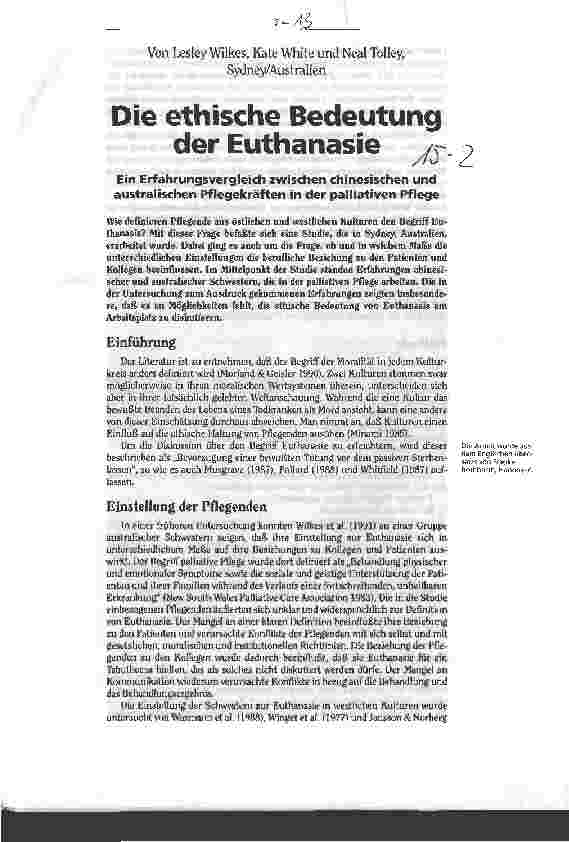 Vorschauseite 1: Die ethische Bedeutung der Euthanasie Ein Erfahrungsvergleich zwischen chinesischer und australischer Pflege in Palliativpflege