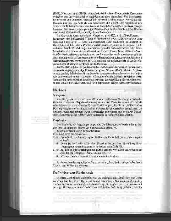 Vorschauseite 2: Die ethische Bedeutung der Euthanasie Ein Erfahrungsvergleich zwischen chinesischer und australischer Pflege in Palliativpflege