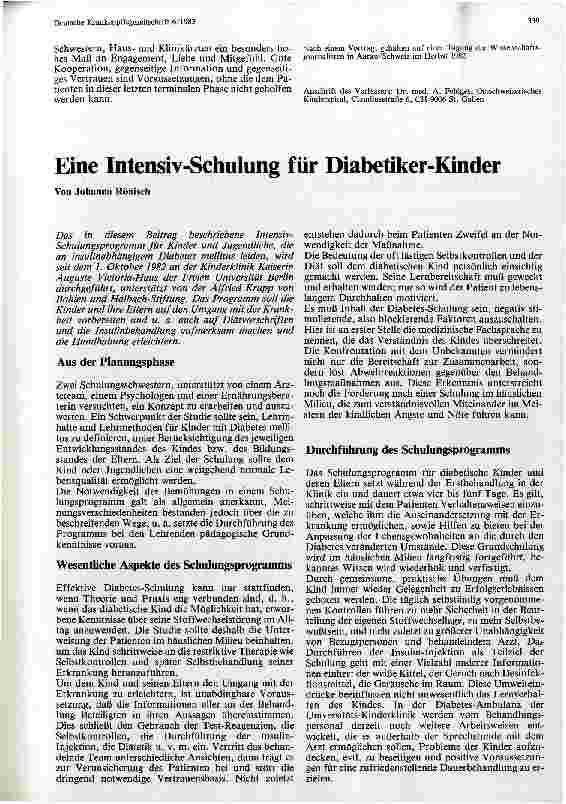Vorschauseite 1: Eine Intensiv-Schulung für Diabetiker-Kinder