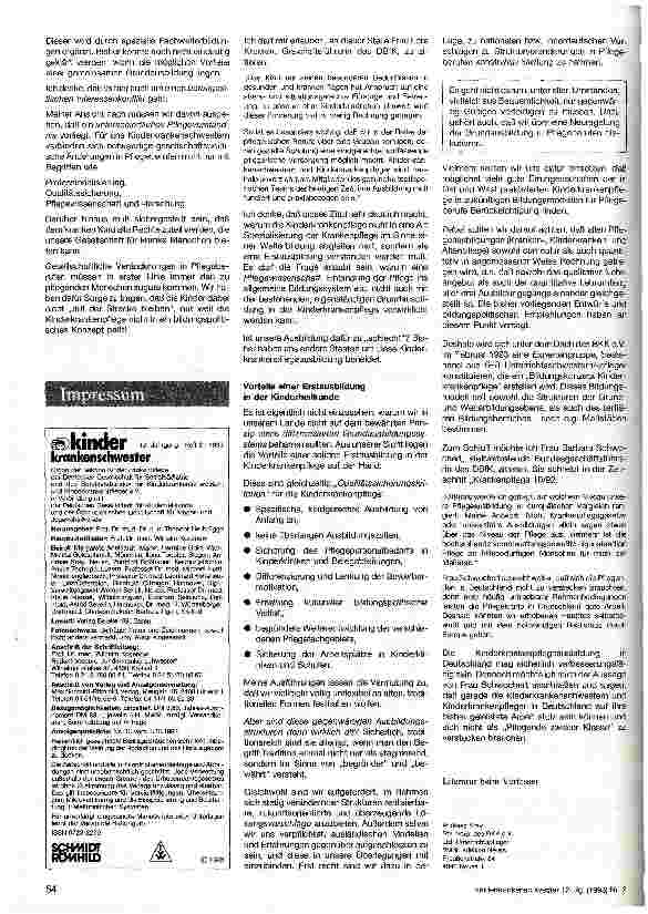 Vorschauseite 3: Standortbestimmung der Kinderkrankenpflege in Ausund Weiterbildung