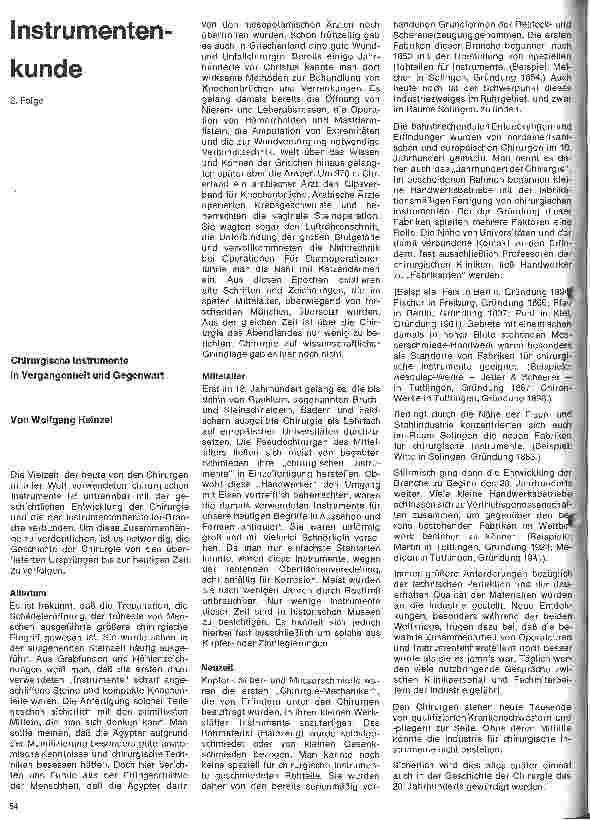 Vorschauseite 1: Instrumentenkunde 2.Folge: Chirurgische Instrumente in Vergangenheit und Gegenwart