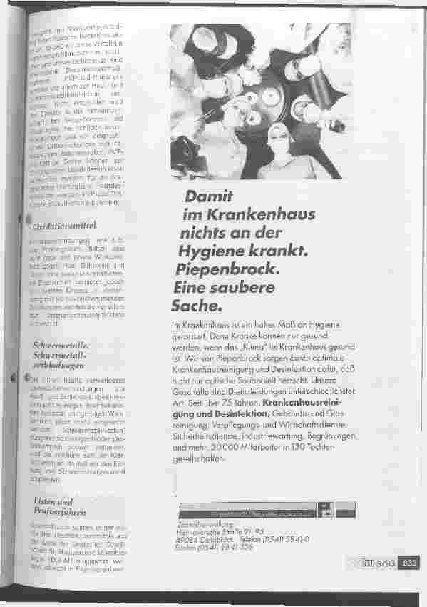 Vorschauseite 4: Wo Kosten sich sinnlos in Desinfetionssprühnebeln auflösen Unnötige und umweltbelastende Desinfektionsverfahren in Kliniken