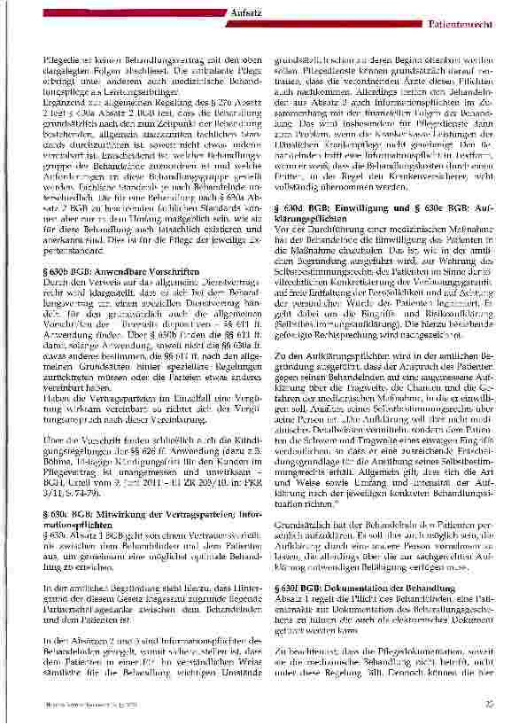 Vorschauseite 3: Das Patientenrechtegesetz und seine Auswirkungen für Pflegeeinrichtungen