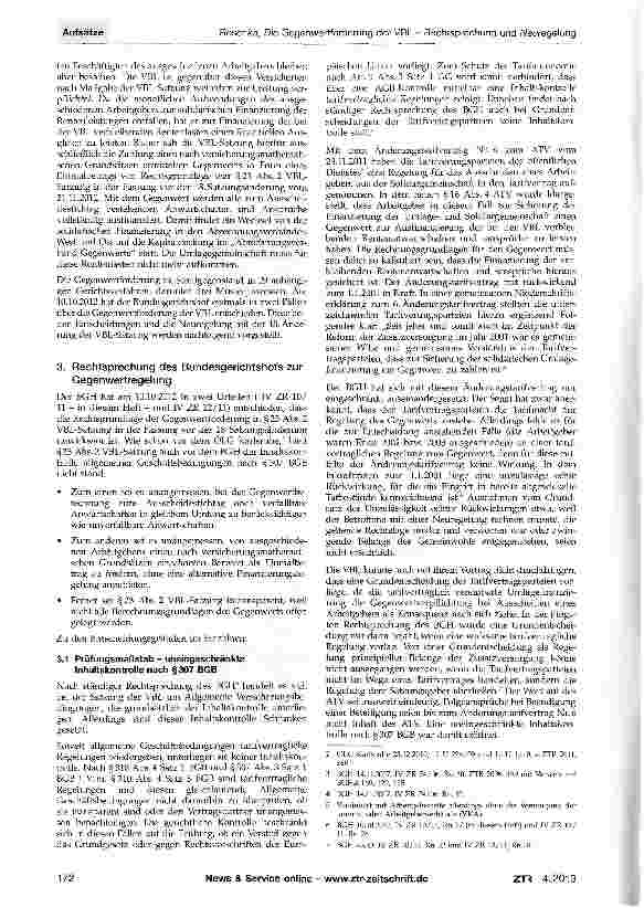 Vorschauseite 2: Die Gegenwertforderung der VBL - Rechtsprechung und Neuregelung