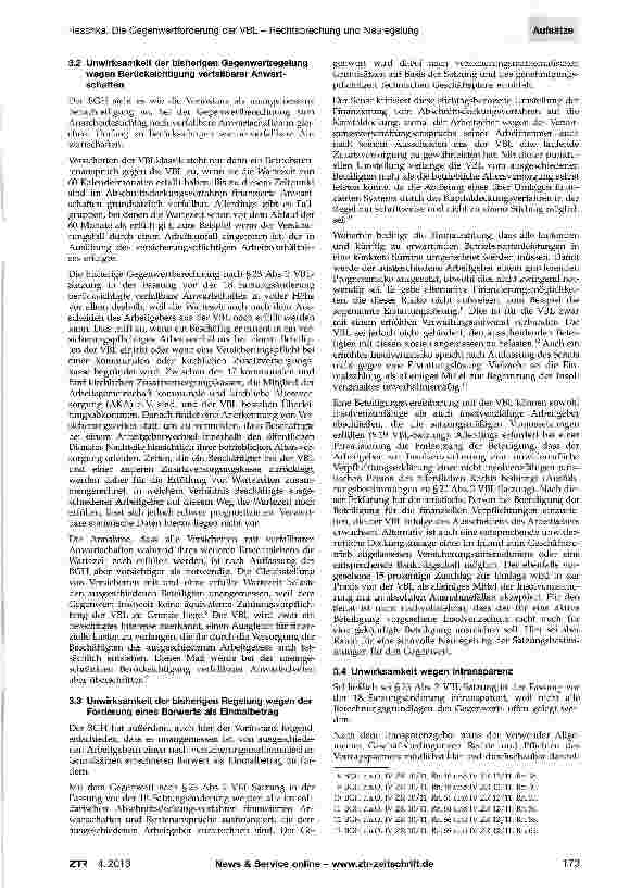 Vorschauseite 3: Die Gegenwertforderung der VBL - Rechtsprechung und Neuregelung