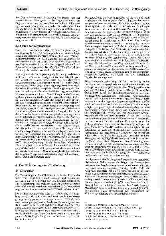 Vorschauseite 4: Die Gegenwertforderung der VBL - Rechtsprechung und Neuregelung