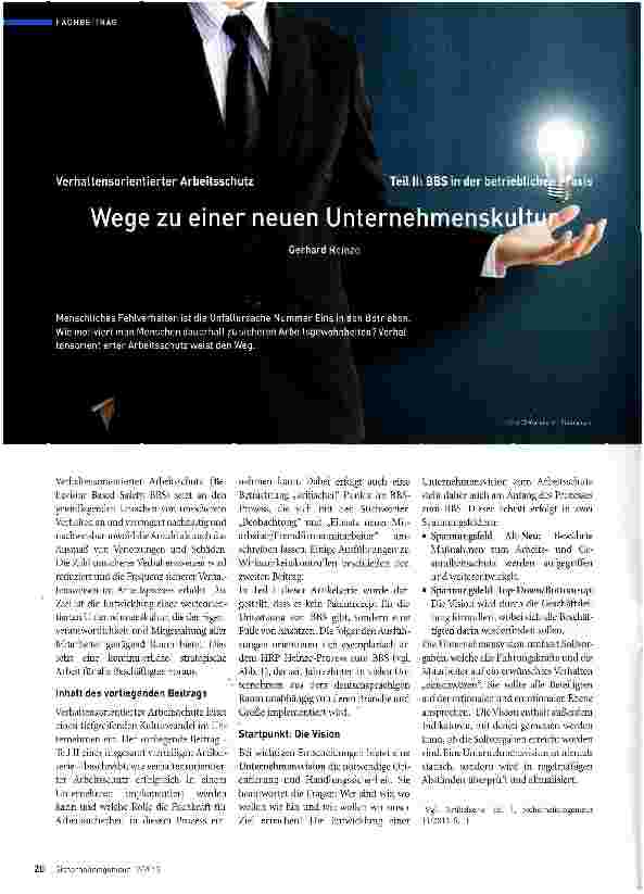 Vorschauseite 1: Wege zu einer neuen Unternehmenskultur