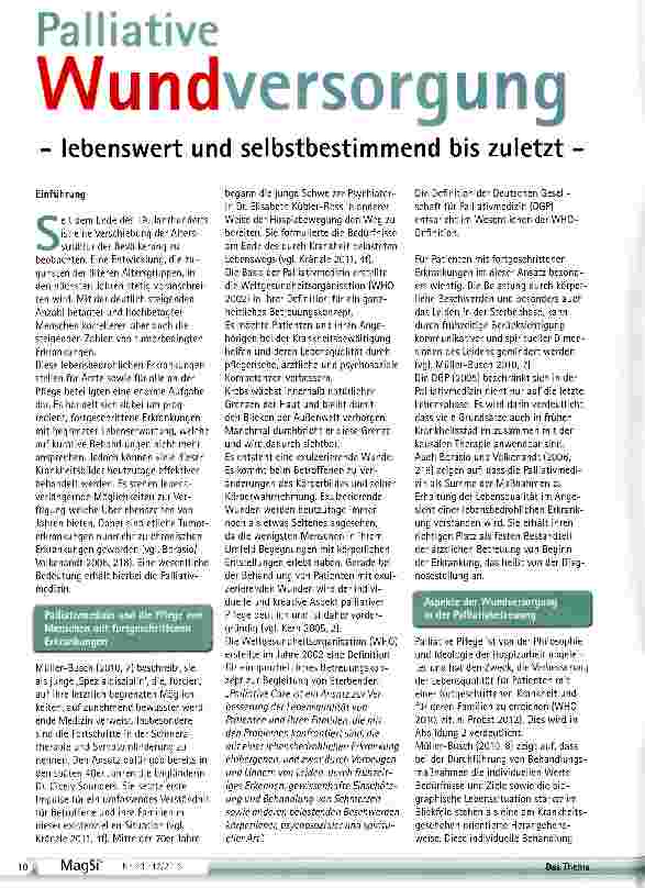 Vorschauseite 1: Palliative Wundversorgung - lebenswert und selbstbestimmend bis zuletzt -