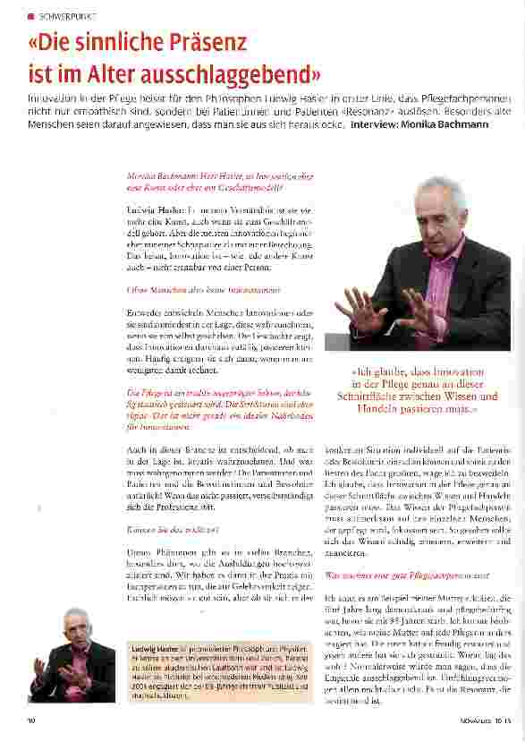 Vorschauseite 1: «Die sinnliche Präsenz ist im Alter ausschlaggebend»