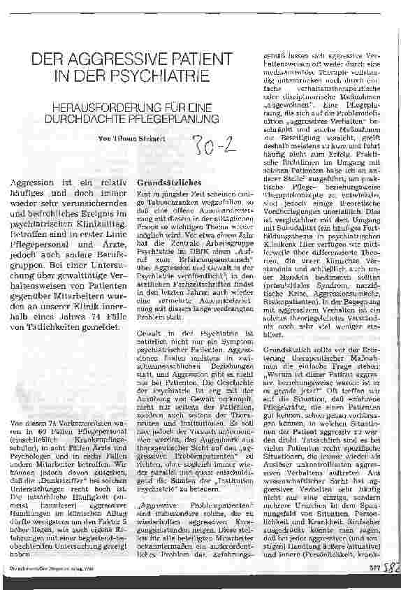 Vorschauseite 1: Der aggressive Patient in der Psychiatrie Herausforderung für eine durchdachte Pflegeplanung