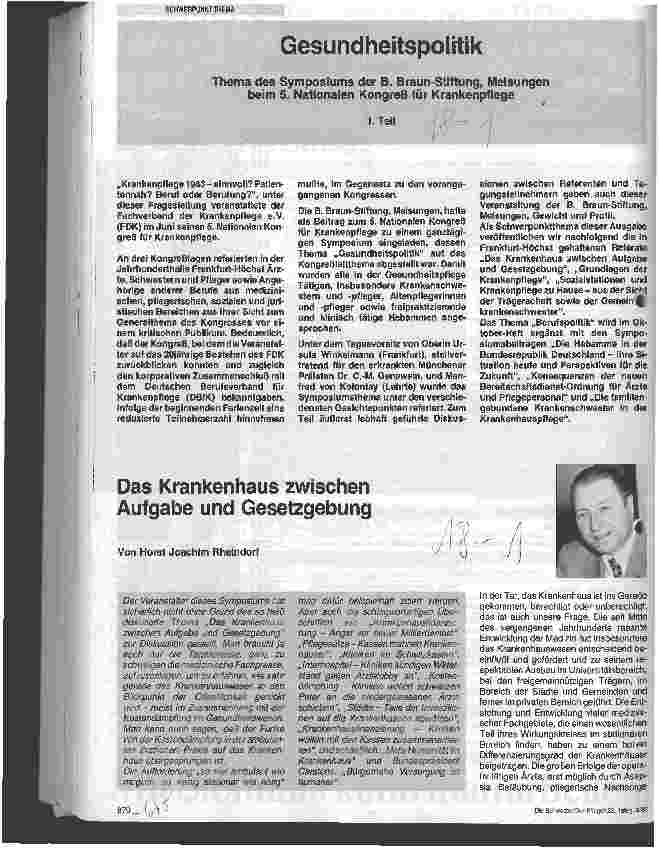 Vorschauseite 1: Das Krankenhaus zwischen Aufgabe und Gesetzgebung