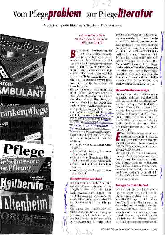 Vorschauseite 1: Vom Pflegeproblem zur Pflegeliteratur Wie die umfangreiche Literatursammlung beim KDA entstanden ist